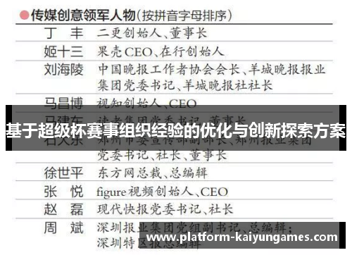 基于超级杯赛事组织经验的优化与创新探索方案